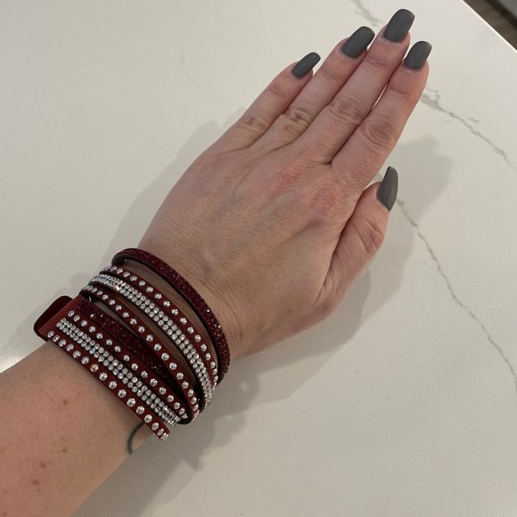 Wrap bracelet faux leather with stones - Picture 1 of 2